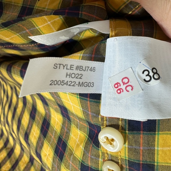 J.Crew yellow plaid Secret Wash Classic Cotton Poplin Shirt size XXL tall - Picture 8 of 8